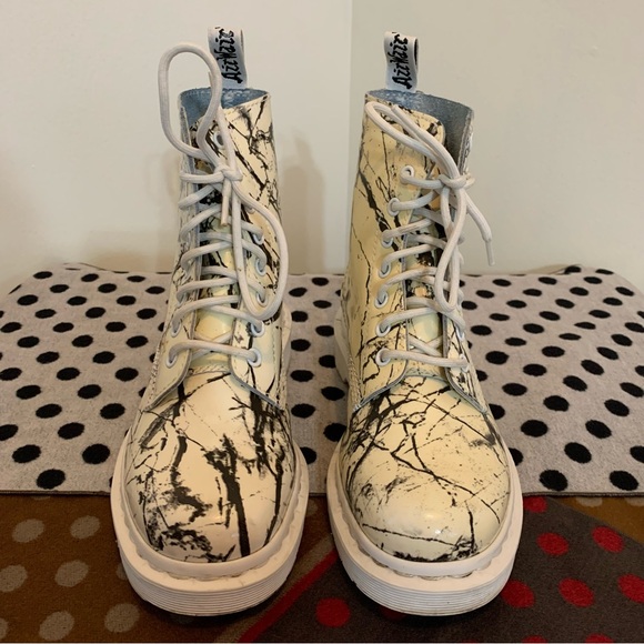 Dr Martens Pascal Marble Leather Boots - Picture 2 of 11